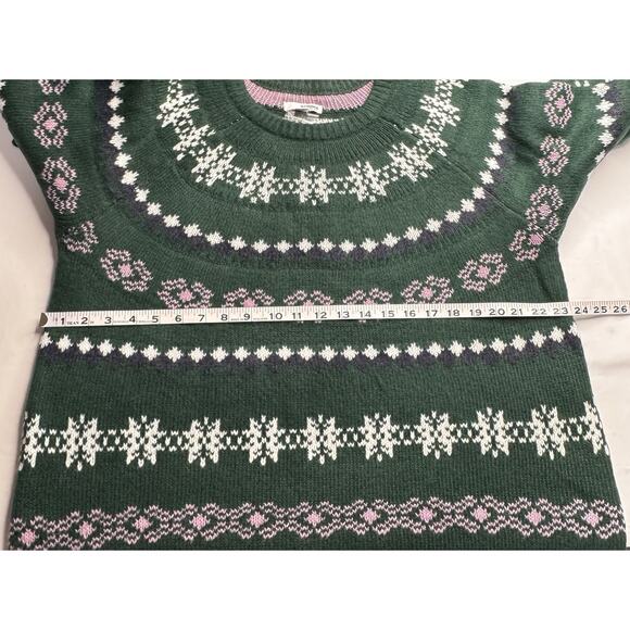 Sonoma Women’s XXL Supersoft Fair Isle Pullover Sweater Green Pink Long Sleeve - Picture 6 of 10